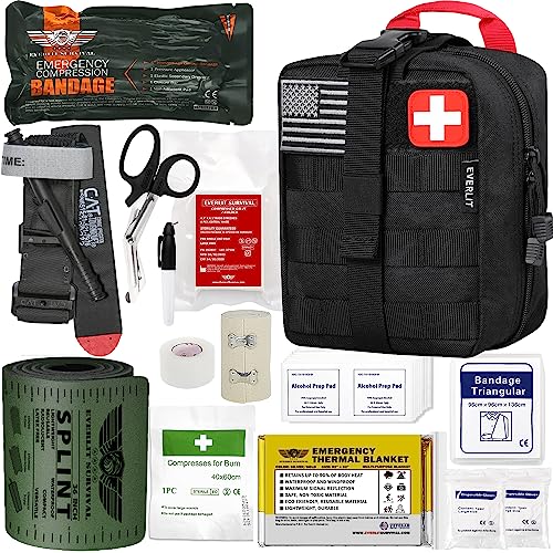 EVERLIT Emergency Trauma Kit, CAT GEN-7 Tourniquet 36" Splint, Military Combat Tactical IFAK for First Aid Response, Criti...