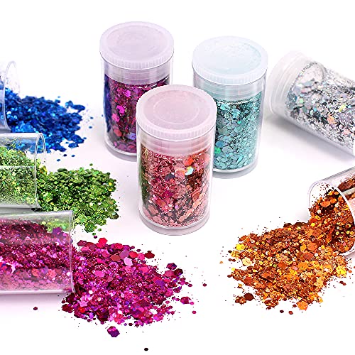 Chunky and Fine Glitter Mix, Estanoite 36 Colors Chunky Sequins & Fine Glitter Powder Mix, Cosmetic Makeup Flakes for Face...