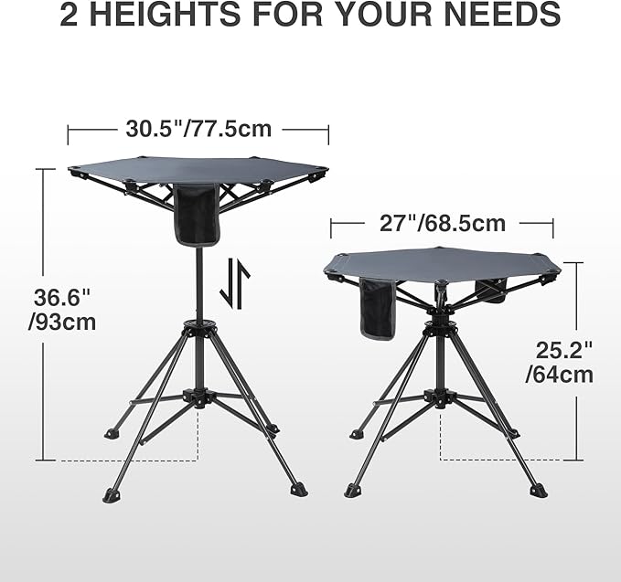 Stonehomy Tall Folding Directors Chairs 2Pack & Adjustable Height Folding Table Set,Portable Outdoor Bar Table & Foldable Director Chairs with Makeup Pocket for Backyard,Beach,Travel with Storage Bag