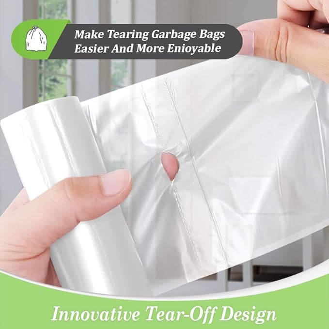 Teivio 1.8 Gallon 120 Counts Strong Trash Bags Garbage Bags, Bathroom Trash Can Bin Liners, Small Plastic Bags for home office kitchen, Clear