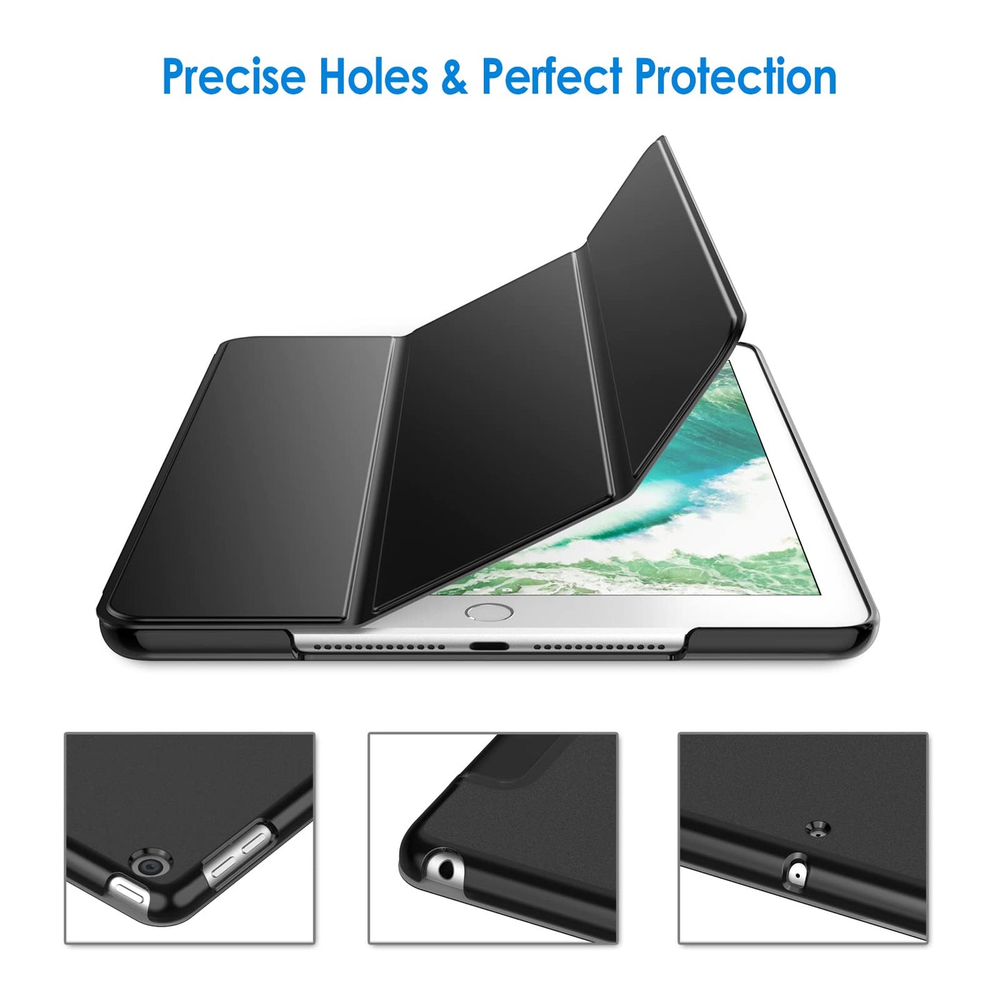 Jetech Case For Ipad (9.7-Inch, 2018/2017 Model, 6Th/5Th Generation), Smart Cover Auto Wake/Sleep (Black)