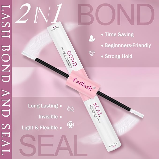 FADLASH Lash Extension Kit 200D Lash Cluster Kit DIY Eyelash Extension Kit with Lash Bond and Seal Lash Tweezers Natural Cluster Lashes Kit Individual Lashes 3D Effect (KIT, 200D-3D-07D-15-20mm)