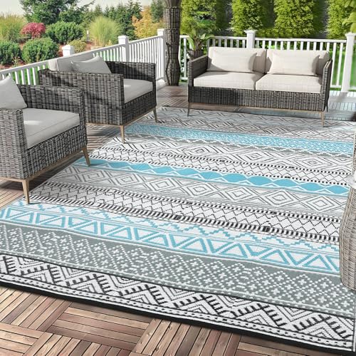 GarveeLife Outdoor Patio Rug 9x18 Waterproof Plastic Straw Rug, Reversible UV Resistant Foldable Camping Carpet Portable M...