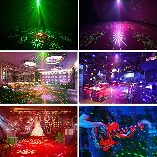 Party Lights Dj Disco Lights, Strobe Stage Light Sound Activated Laser Llights Projector with Remote Control for Parties B...