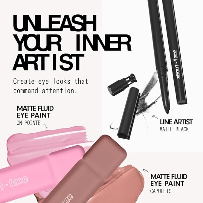 about-face Matte Fluid Eye Paint Capulets – High-Pigment Liquid Eyeshadow, Long-Lasting, No-Budge Matte Finish, Vegan & Cruelty-Free (Soft Brown)