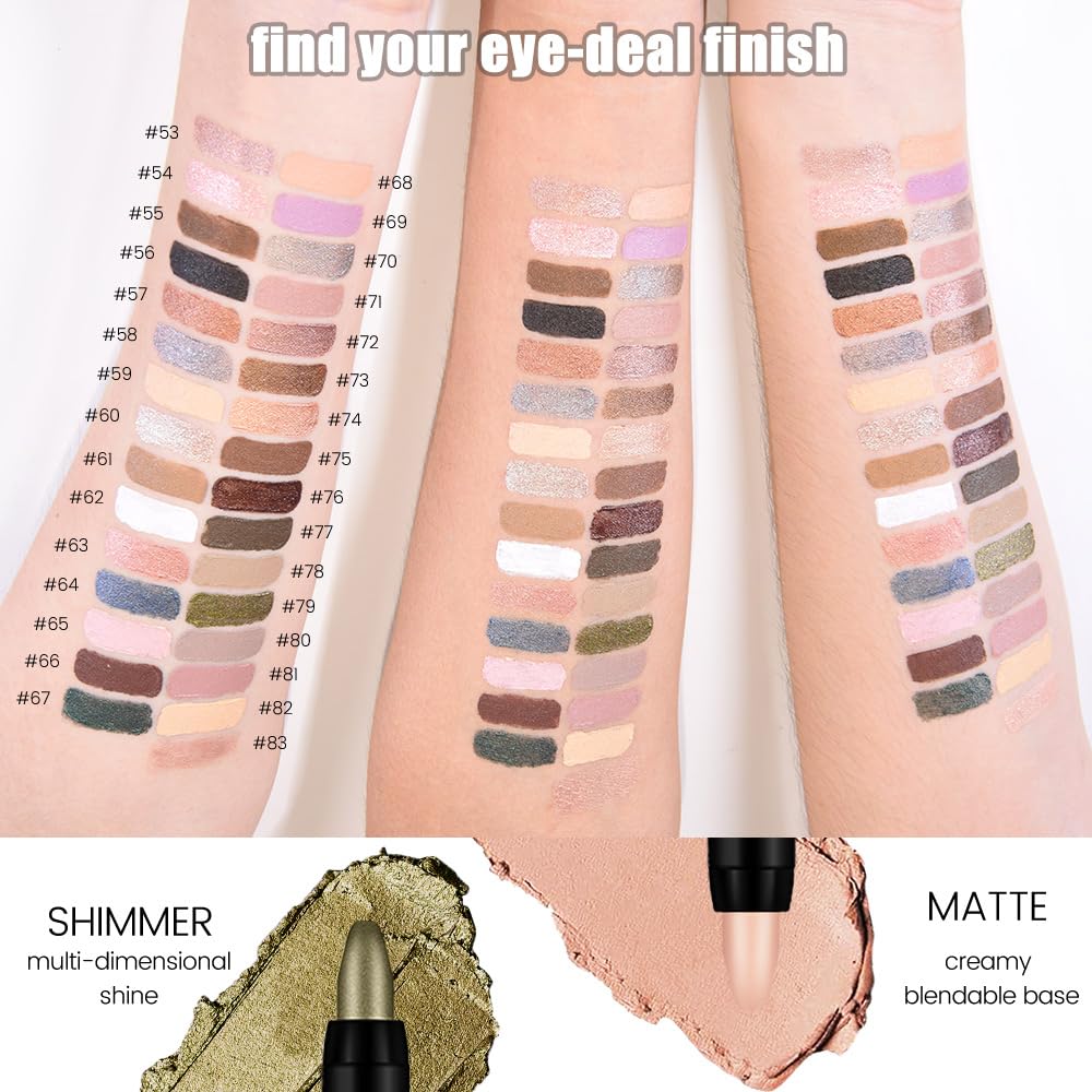 evpct Blue Shimmer Cream Eye Shadow Sticks Brightener Pencils for Women, Shimmery Blue Silky Eyeshadow Applicator Stick Pen Wate