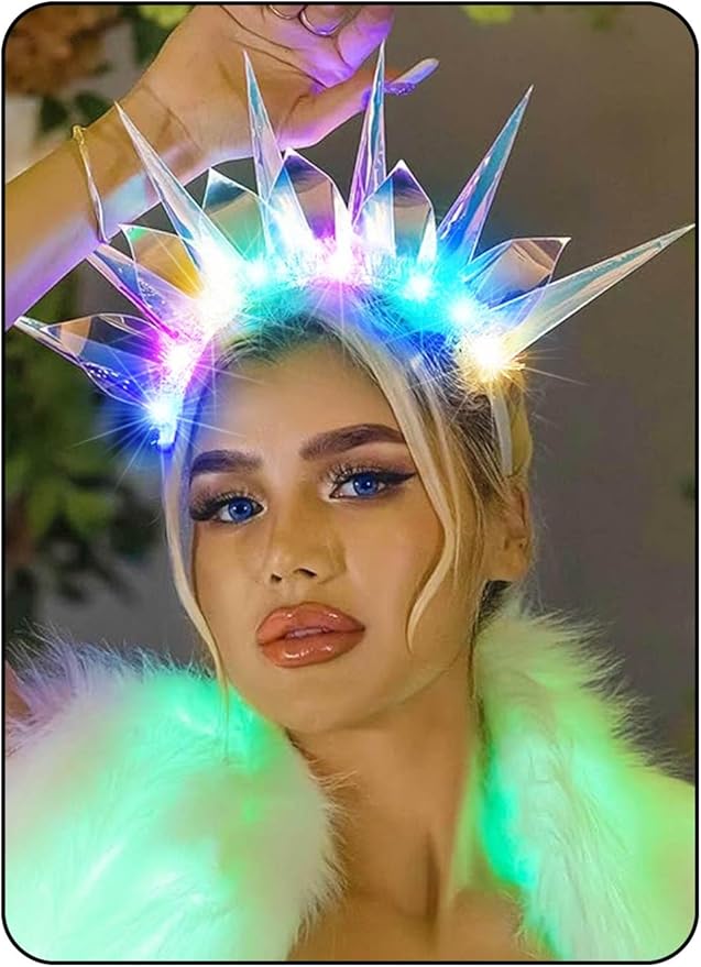 Catery Light Up Headband LED Rave Headpiece Halloween Costume Accessories for Women