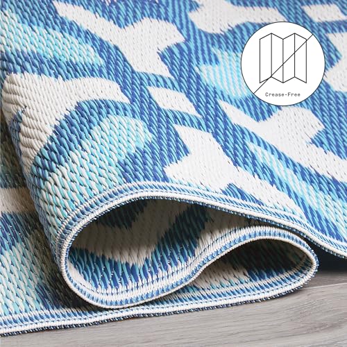 Fab Habitat Outdoor Rug - Waterproof, Fade Resistant, Reversible - Premium Recycled Plastic - Spanish Tile Farmhouse - Lar...