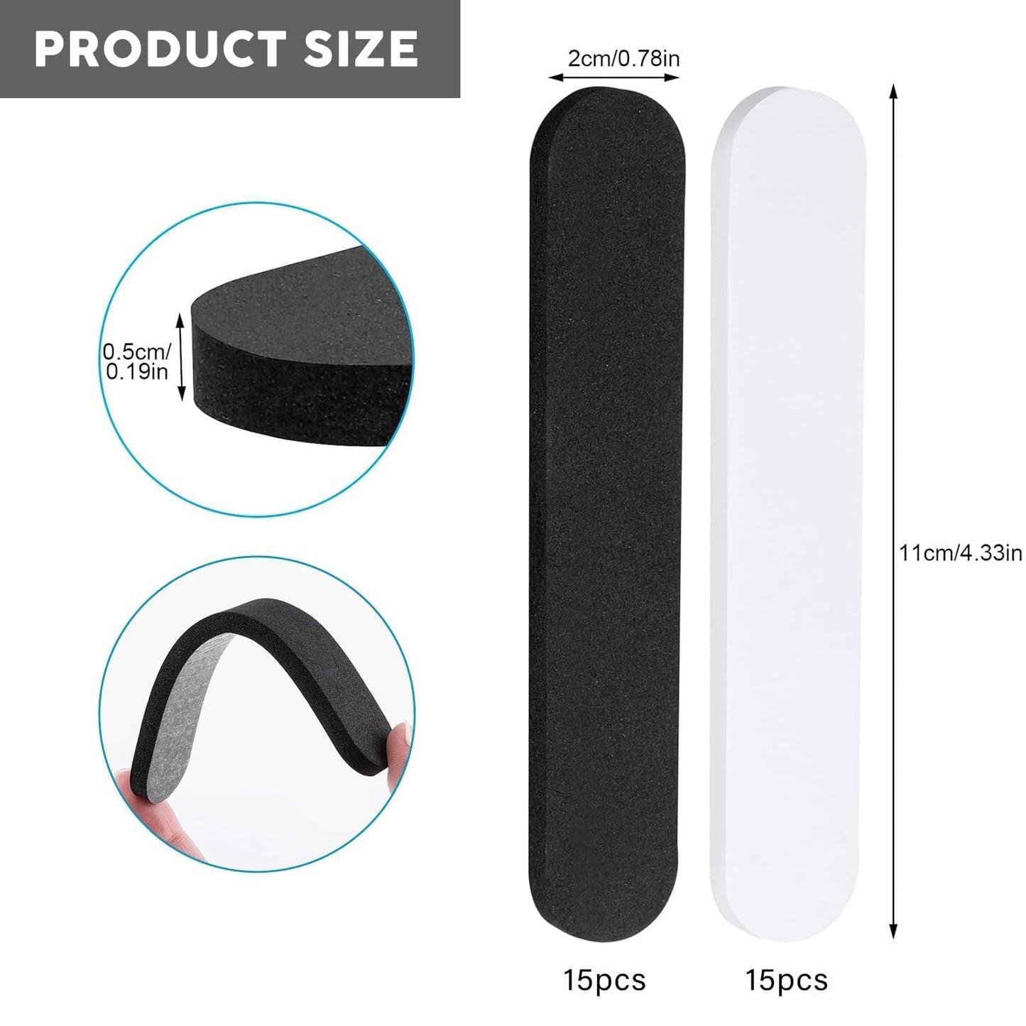 Sloewui Hat Size Reducer,30 Pack Hat Sizing Tape,Foam Tape for Hats to Make Smaller - Adjustable Hat Fitters Inserts for Cowboy,Western,Panama & Straw Hat (Black + White)