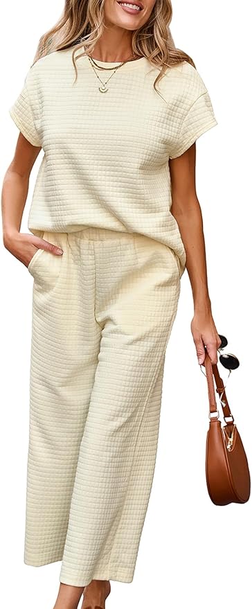 SHEWIN Womens Two Piece Fall Outfits Sweatsuits Casual Pullover Tops and Wide Leg Sweatpant Lounge Sets