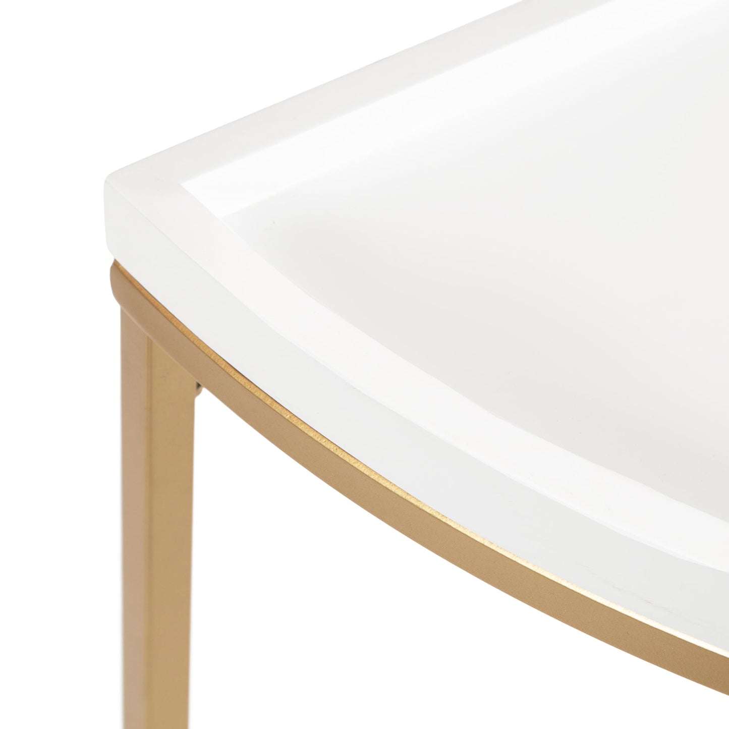 Kate and Laurel Dorrah Modern Round Console Table; 28 x 14 x 30; White and Gold; Glam Half-Circle Entryway Table for Storage; Organization; and Display