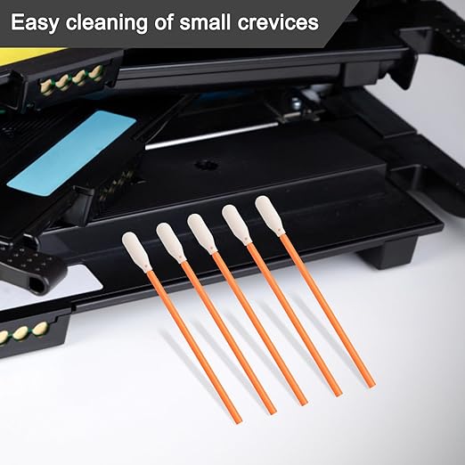 (100 Pcs) 3.66 inch Foam Swab Cleaning Swab Foam Tips Sponge Stick for Inkjet Printer Print Head Camera Optical Lens Optical Equipment (Orange)