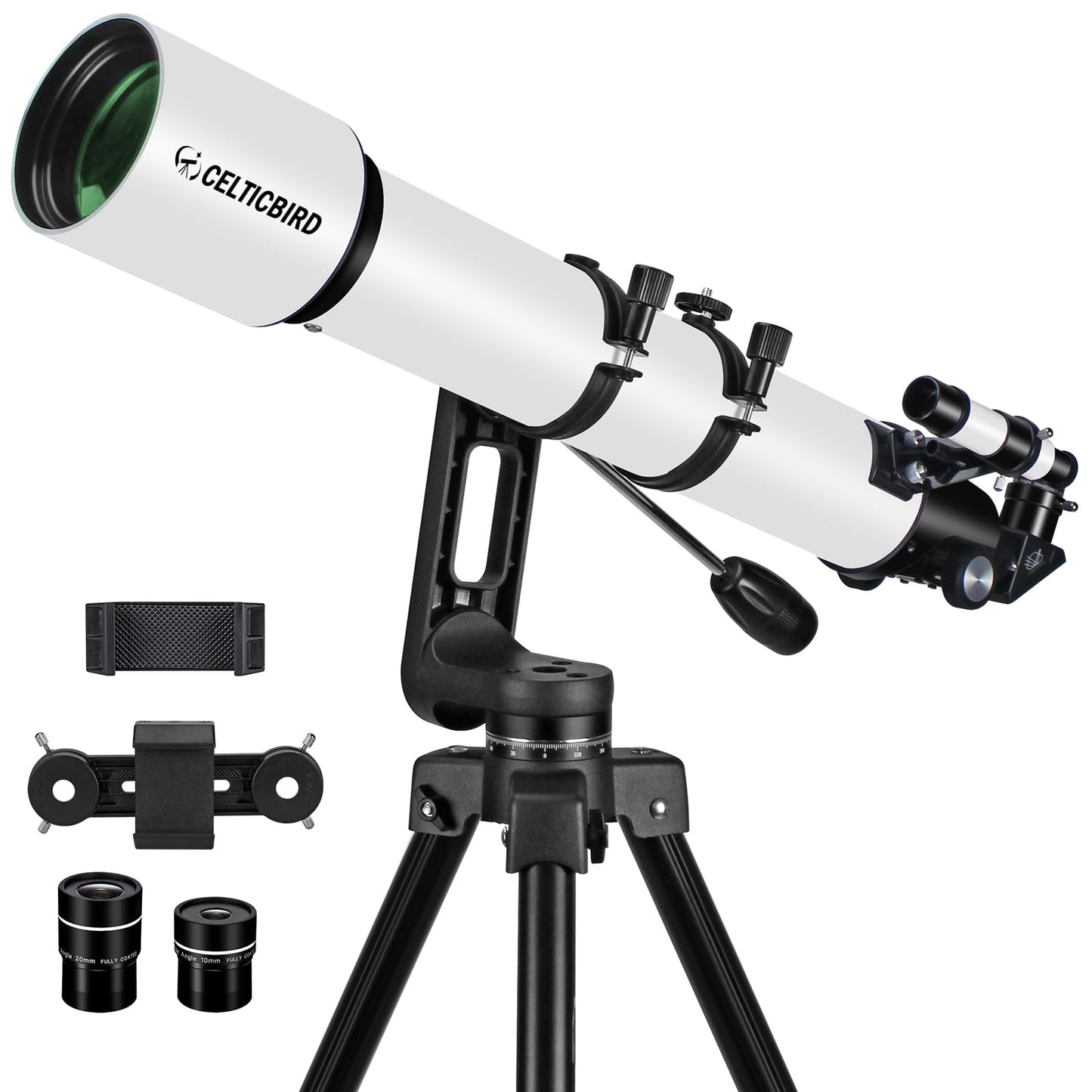 90mm Aperture 800mm Refractor Telescope for Adults High Powered Telescopes for Astronomy Beginners – Professional AZ Mount Tripod, HD Optics, Phone Adapter