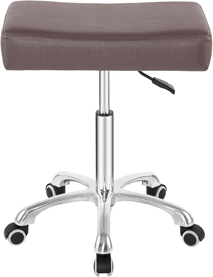 Nazalus Rolling Swivel Stool Height Adjustable with Wheels Heavy Duty for Office Home Desk Counter Salon (Black) (Coffee, Without Footrest)