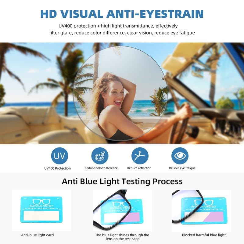 JAWSOCK 4 Pack Reading Glasses Blue Light Blocking for Men Women,Rectangular Frame Computer Readers with Spring Hinge,Read...