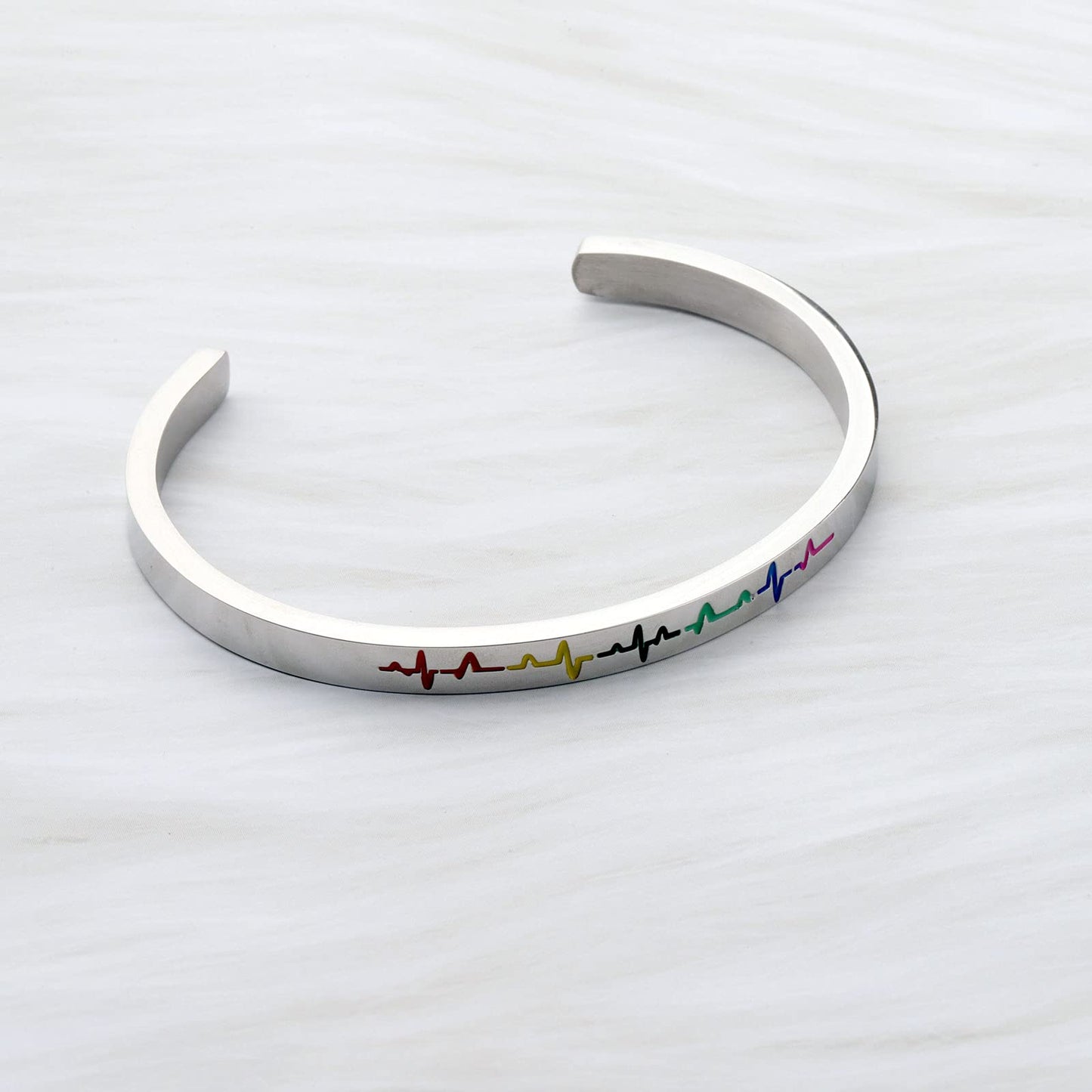 UJIMS LGBT Gay Pride Gift Rainbow Heart Cuff Bracelet In A World Full Of Darkness Be A Rainbow Gay Couple Pride Month Gift (Rain