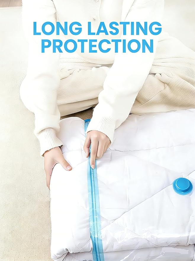 Vacuum Storage Bags for Travel and Home,Space Saver Bags for Clothes,(with Electric Pump and Hand Pump, Large, 8-Pack 80 * 100)