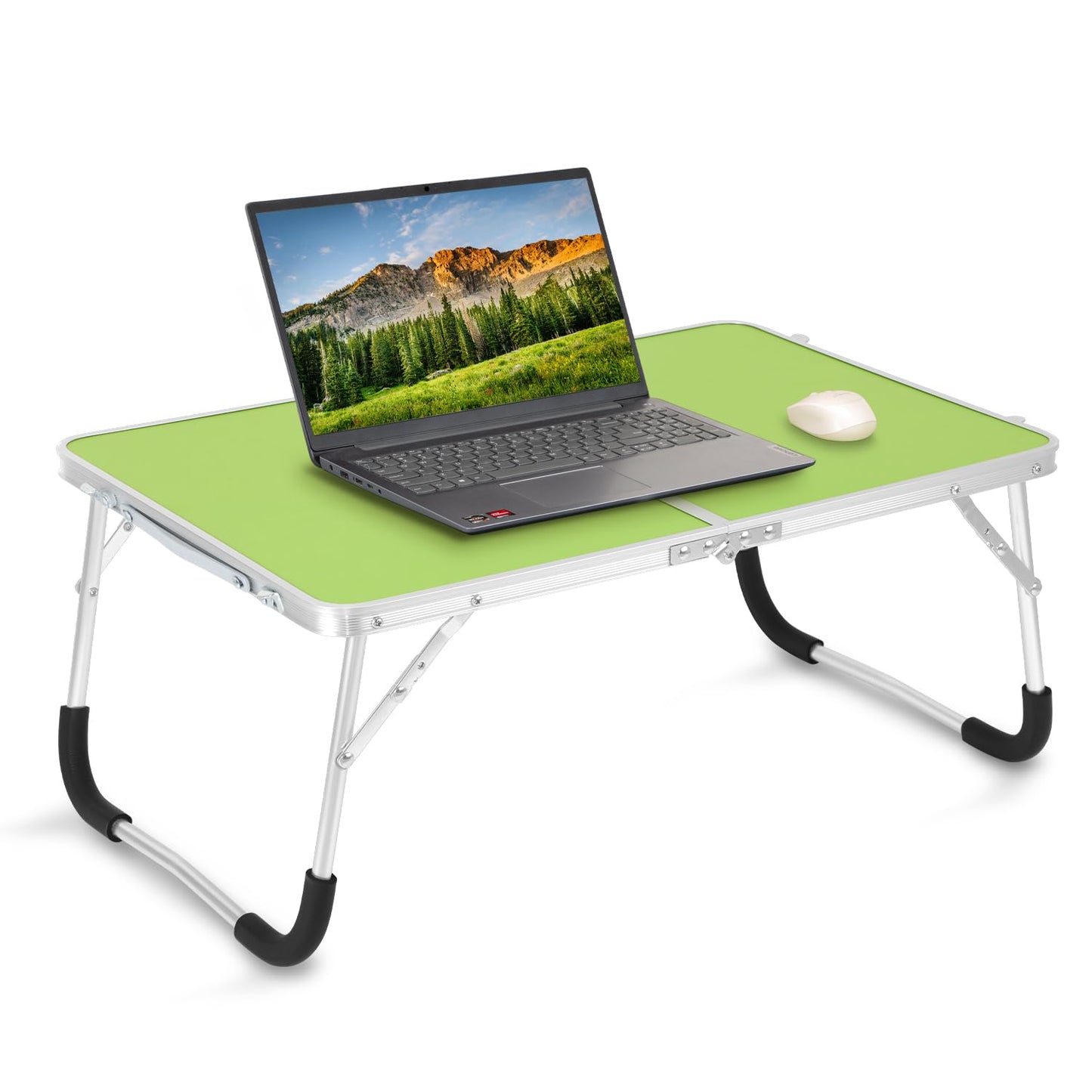 Folding Bed Desk Portable Laptop Lap Desks with Storage Shelf Foldable Bed Tray Table for Eating Outdoor Mini Picnic Beach Card Table, Green