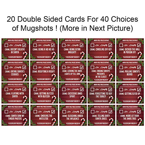 Christmas Photo Booth Prop Mugshot Signs! 20 Double sided cards for 40 fun options!