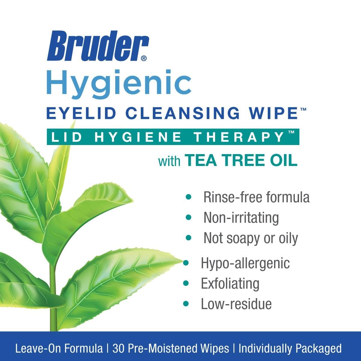 Hygienic Eyelid Cleansing Wipes with Tea Tree Oil 30 Count Box (Pack of 3) l Relief from Demodex l Pre-Moistened, Rinse-Free Exf