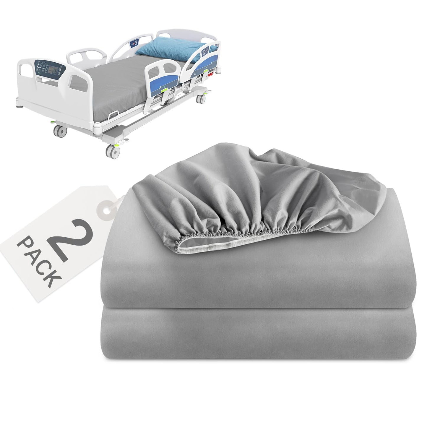 Biloban 2 Pack Hospital Bed Sheets Fitted, Hospital Bed Sheet Fit for Home & Hospital Care Beds, Shrinkage & Stain Resistant RV Twin Sheets for RV Twin/Bunk Mattress, 36’’×84’’×14’’