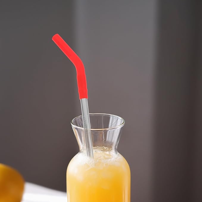 10Pcs Reusable Stainless Steel Straws with Silicone Tips Multipurpose Drinking Straws for Milk Tea Coffee Lightweight Rust-resistant