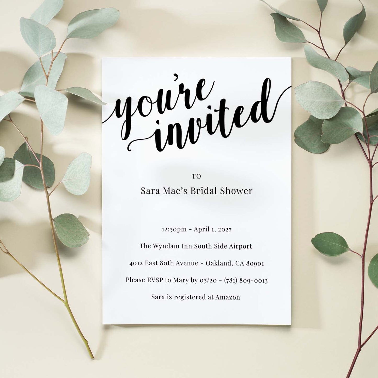 Canopy Street Personalized Black And White All Occasion Invitations / 25 Custom Invites With White Envelopes / 5" x 7" General You Are Invited Party Announcements