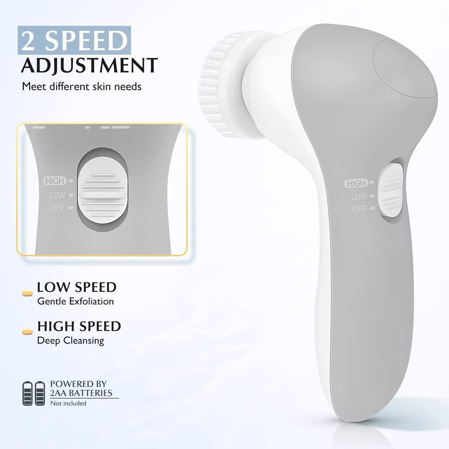 COSLUS Facial Cleansing Brush Silicone Face Scrubber: 7 in 1 FBS-D Electric Exfoliating Rotating Massage Device Waterproof Deep Cleaning Exfoliation Spa Machine - Electronic Skin Care Wash System