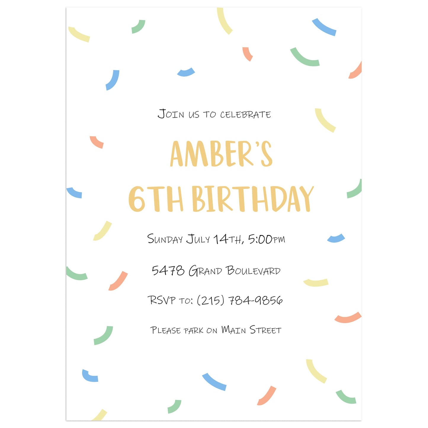 DISCOUNTCARDSTOCK.COM Custom Personalized Birthday Invitations - 25 Premium Invites & 25 White Envelopes - All Age Designs - Made in the U.S.A. (Confetti)