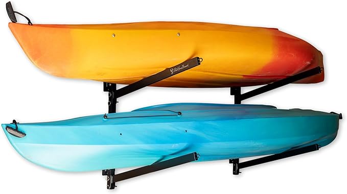 StoreYourBoard G-Kayak Wall Rack – Heavy-Duty Indoor Kayak Rack for 2 Boats, Adjustable Storage Wall Mount Hanger, Space-S...