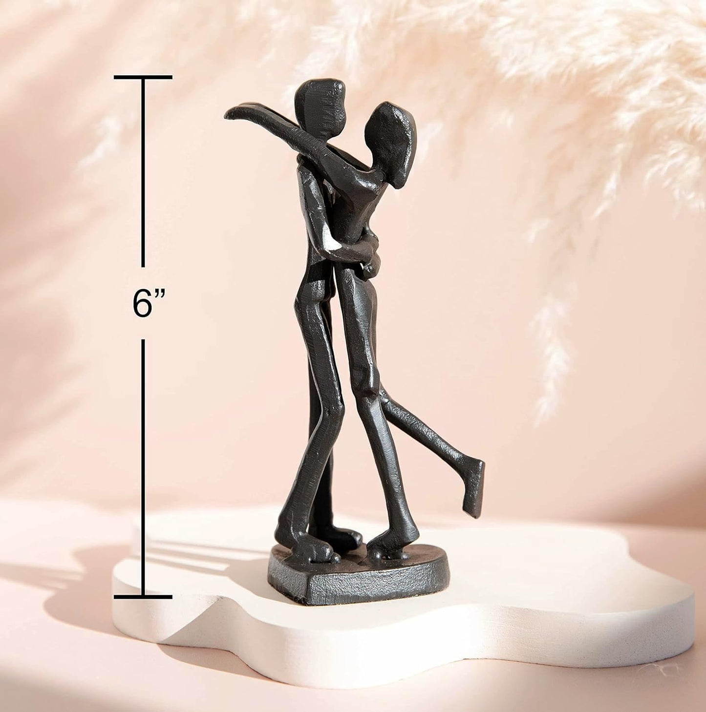 SENNESY 6th Anniversary Iron Sculpture Gift – Romantic Couple Statue for Her, Handcrafted Black Metal Decor – Wedding, Valentine’s, Birthday Keepsake – Includes Card