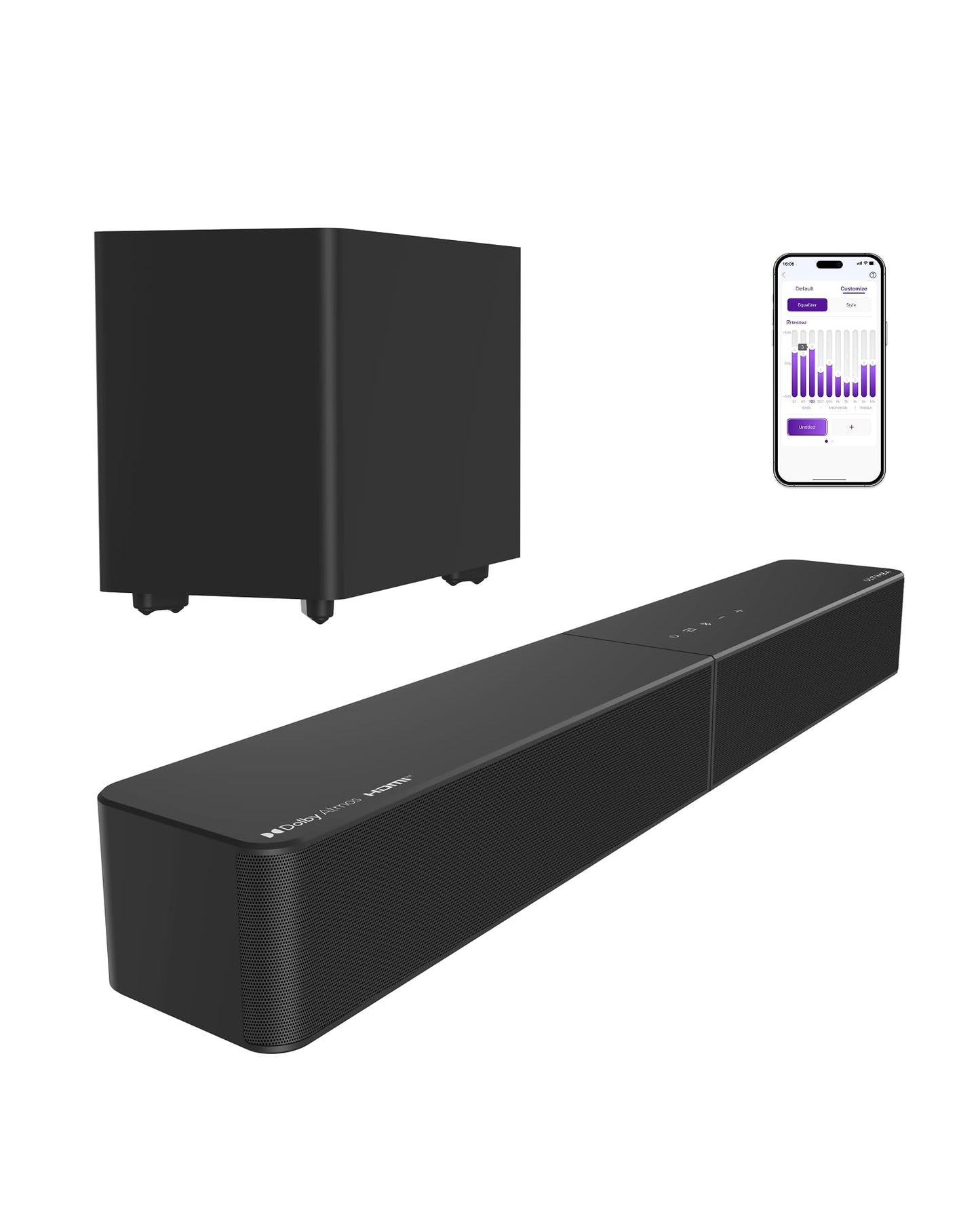 ULTIMEA Sound Bar with Wireless Subwoofer, Dolby Atmos, VoiceMX, BassMX, 240W Peak Power, 2.1ch Soundbar for Smart TV, App Control, HDMI eARC, Optical, Bluetooth 6.0, Poseidon M40, 2026 Model