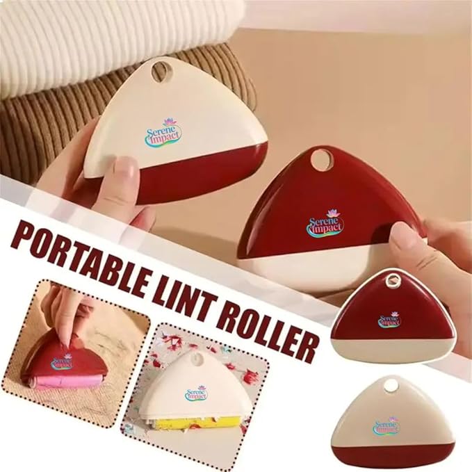 Sticky Lint Roller, Portable Washable Sticky Hair Roller, Reusable Mini Sticky Lint Roller Pet Hair Remover, Triangle Hair Remover, Strong Sticky for Clothes, Furniture, Dog and Cat- Red