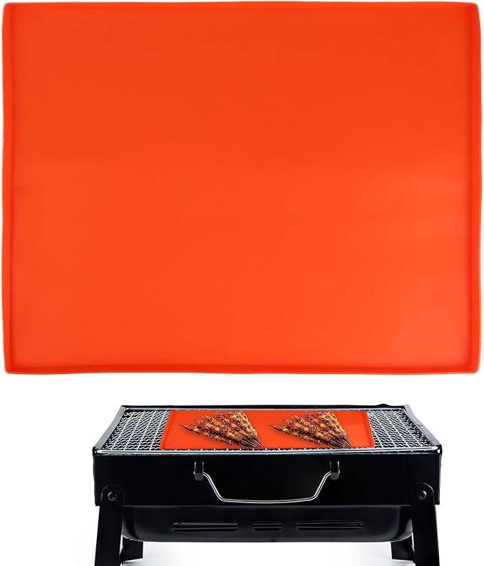 OMASUNB 17 Inch Silicone Griddle Mat for Blackstone, Orange Heavy Duty Food Grade Silicone Griddle Cover, Ideal for Grilli...