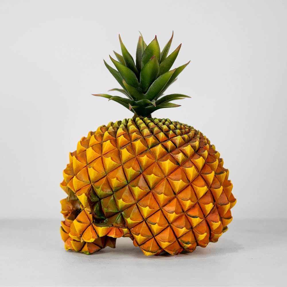 LOGUTIA Pineapple Skull Decor - Scary Skull Sculpture Halloween Statue - Resin Crafts for Decoration