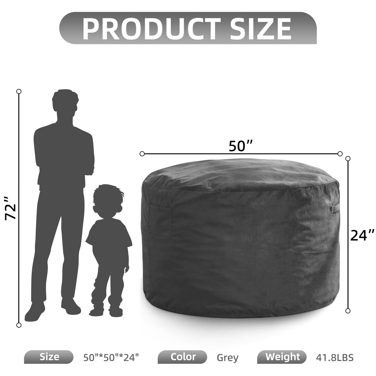 Hobestluk 5FT Bean Bag Chair Giant Bean Bag Chairs for Adults Large Bean Chairs with Removable Cover, Beanbag Chair with Filler, Adult Bean Bag Chairs for Living Room, Bedroom