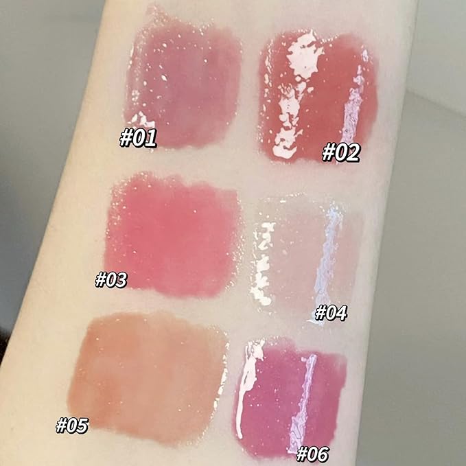 6 Colors Cute Jelly Lipstick Set, Shine Hydrating Lip Gloss, Moisturizing Tinted Lip Balm, Smooth Nourishing Lip Care Lip Tint with Gift Box