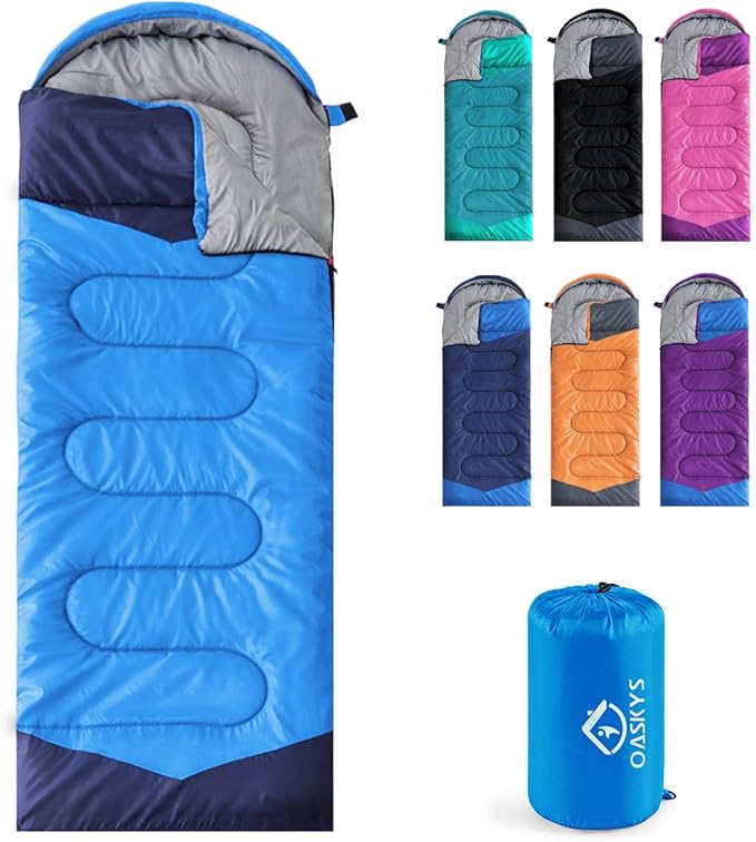 oaskys Camping Sleeping Bag - 3 Season Warm & Cool Weather - Summer Spring Fall Lightweight Waterproof for Adults Kids - C...
