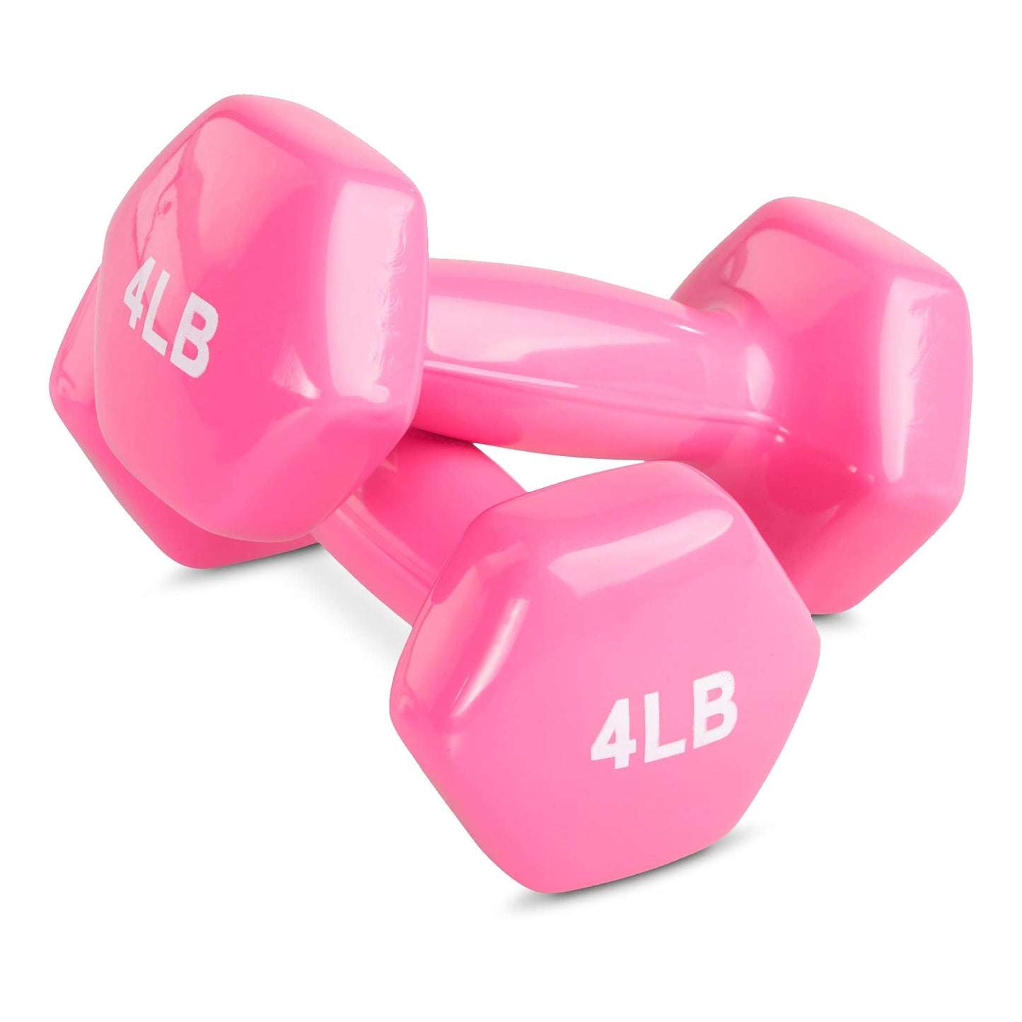 Amazon Basics Vinyl Coated Dumbbell Hand Weights, 4 Pounds, Pair, Pink
