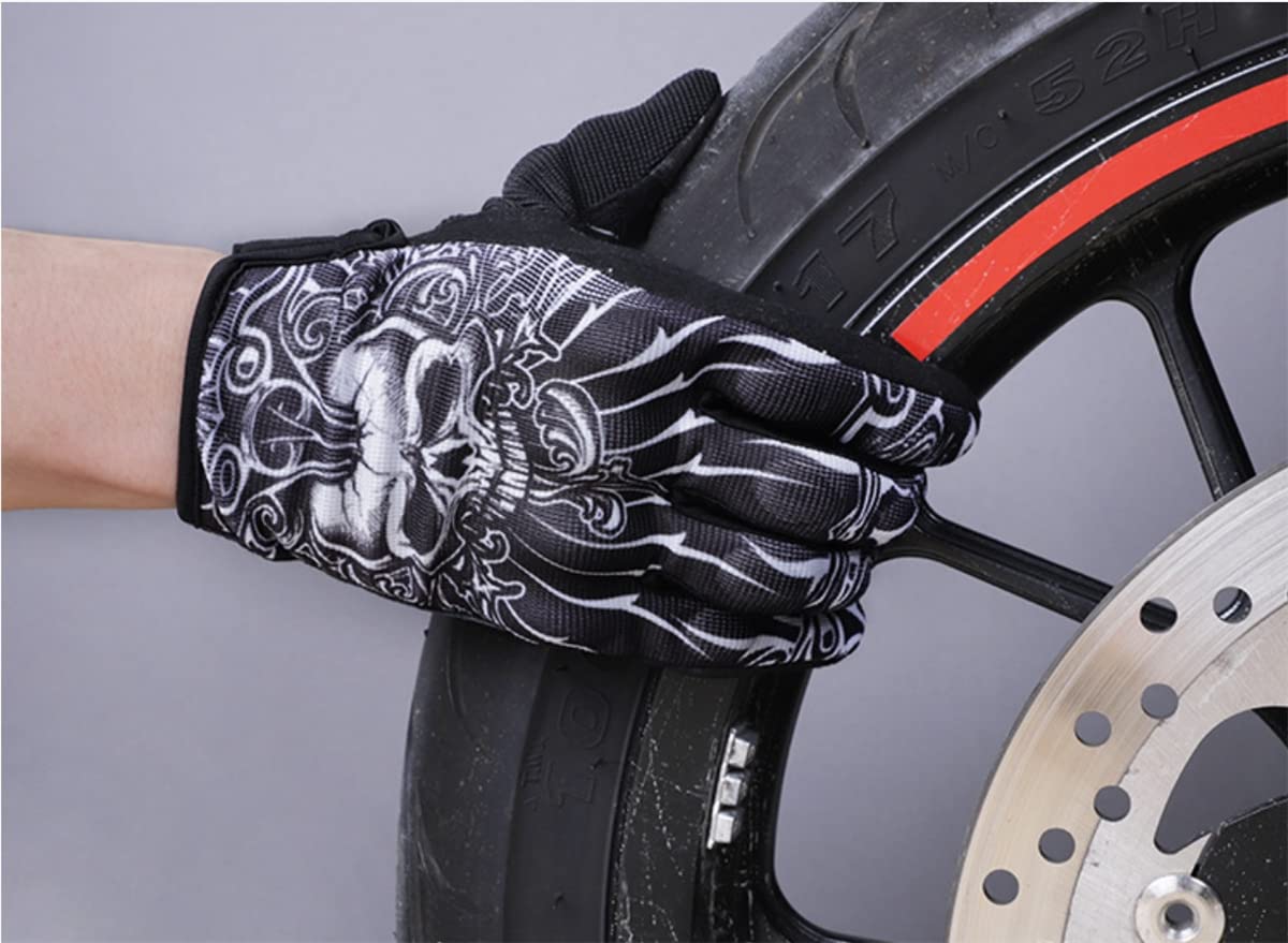 EXCEREY Skull Ghost Touchscreen Compatible Riding MTB Bike Gloves for Running Climbing Riding Biking Outdoor Sports, Gift for Men Women(Black, Size L)