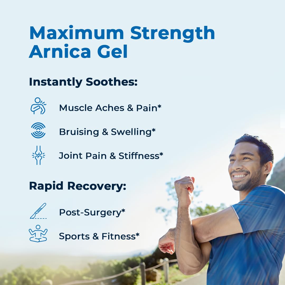 VitaMedica Arnica Gel Plus 15 Healing Plant Compounds, Extra Strength Pain Relief Formulation for Bruising, Swelling, Joint Pain, Muscle Soreness & Stiffness, All-Natural, Plant-Based, 2-Pack