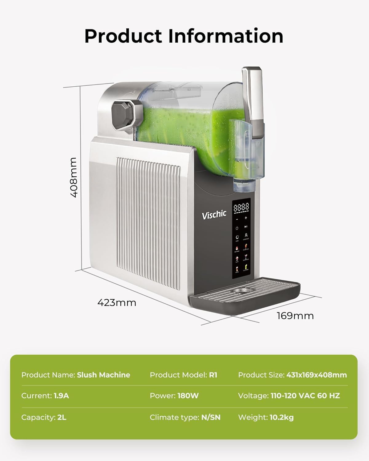 Slushy Machine for Home Use with 7 Preset Programs & Auto Cleaning Function, Frozen Drink Maker Easy to Make Slush Margarita Frappés Cocktail & More, 4H Fresh, 68oz for 7- People