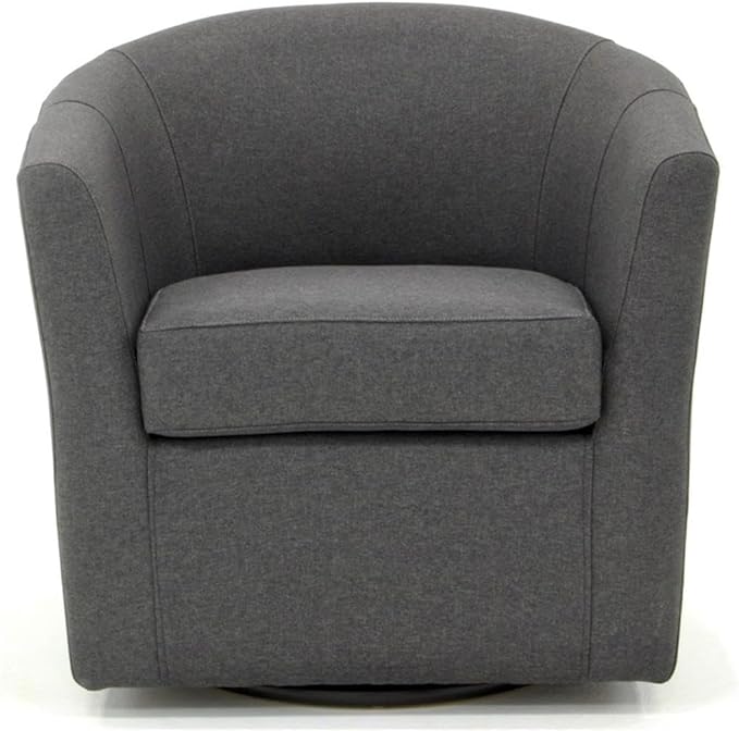 Pemberly Row 19" H Traditional Fabric Swivel Club Chair in Dark Gray