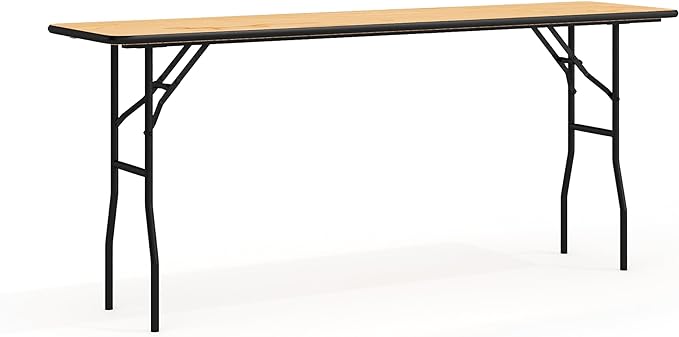 Flash Furniture Gael 6' Wood Folding Training and Event Table, Rectangular Folding Training Table with Smooth Clear Coated...