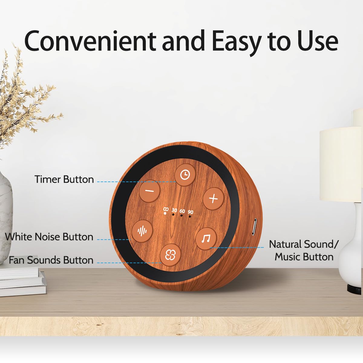 Battery Small Sound Machine White Noise Sleep Machine with 32 Calming Sounds 32 Volume Levels Portable Brown Noise Machine for Baby Kid Adult with 4 Timer for Travel Office Privacy