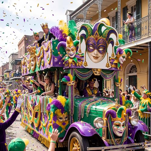 Yookeer Mardi Gras Mask Decoration Outdoor 47 Inch Carnival Backdrop Set Large Venetian Mask Photo Prop Board Giant DIY Ma...