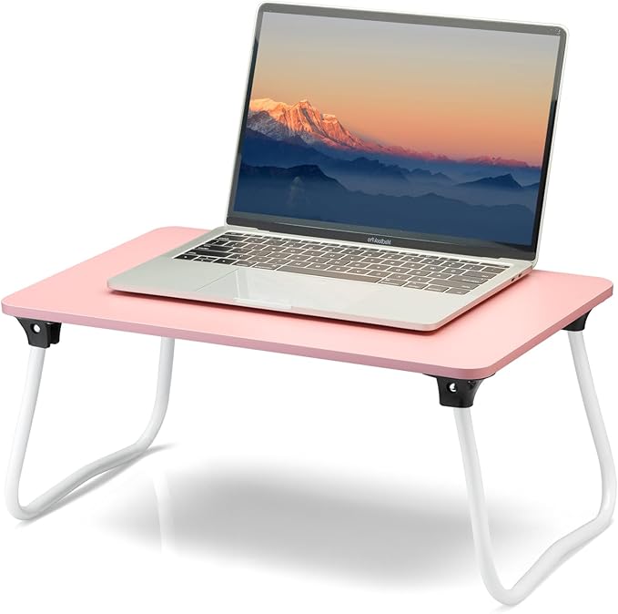 ZEAPTAC Foldable Lap Desk, Portable Bed Table, Laptop Stand, Lightweight & Mini Table for Breakfast/Picnic/Drawing/Couch/Floor - Pink
