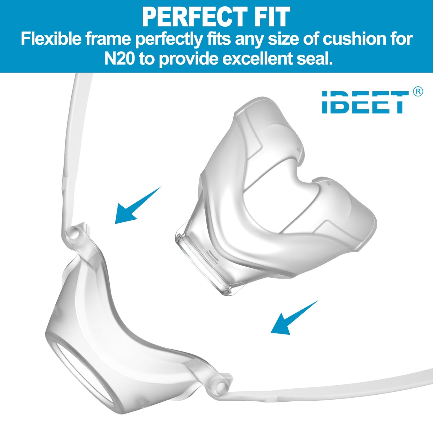 Replacement Set for Airfit N20 & for AirTouch N20, Frame Assembly for N20 w/Short Tube & Headgear, IBEET Precise Fit & Secure Seal Replacement Supplies for N20