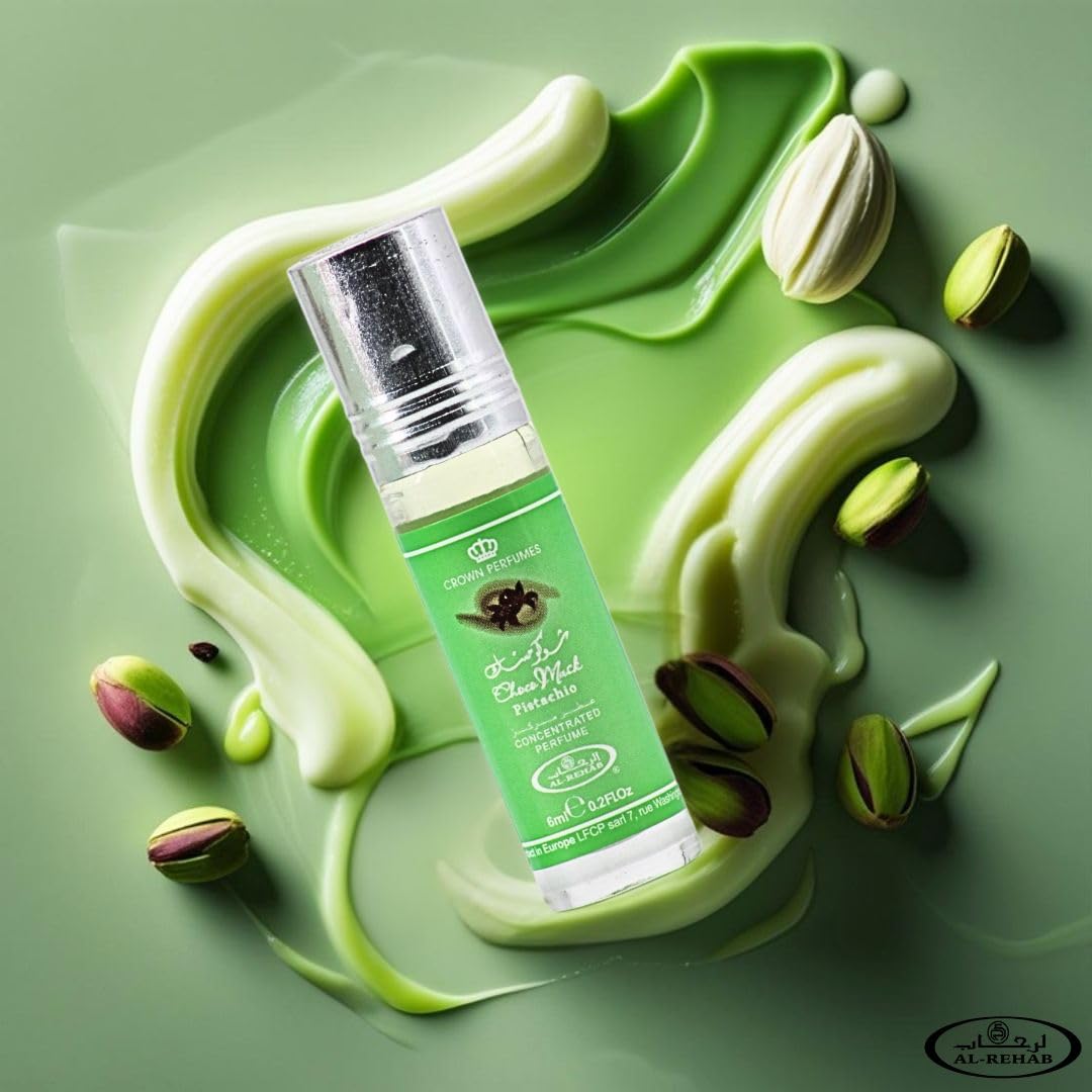 Al-Rehab Choco Musk Marshmallow & Pistachio 6ml (0.2 oz) | Sweet Gourmand Fragrance | Chocolate, Vanilla, Fruity & Nutty Scents | Long-Lasting Roll-On Fragrance Oils (Bundle)