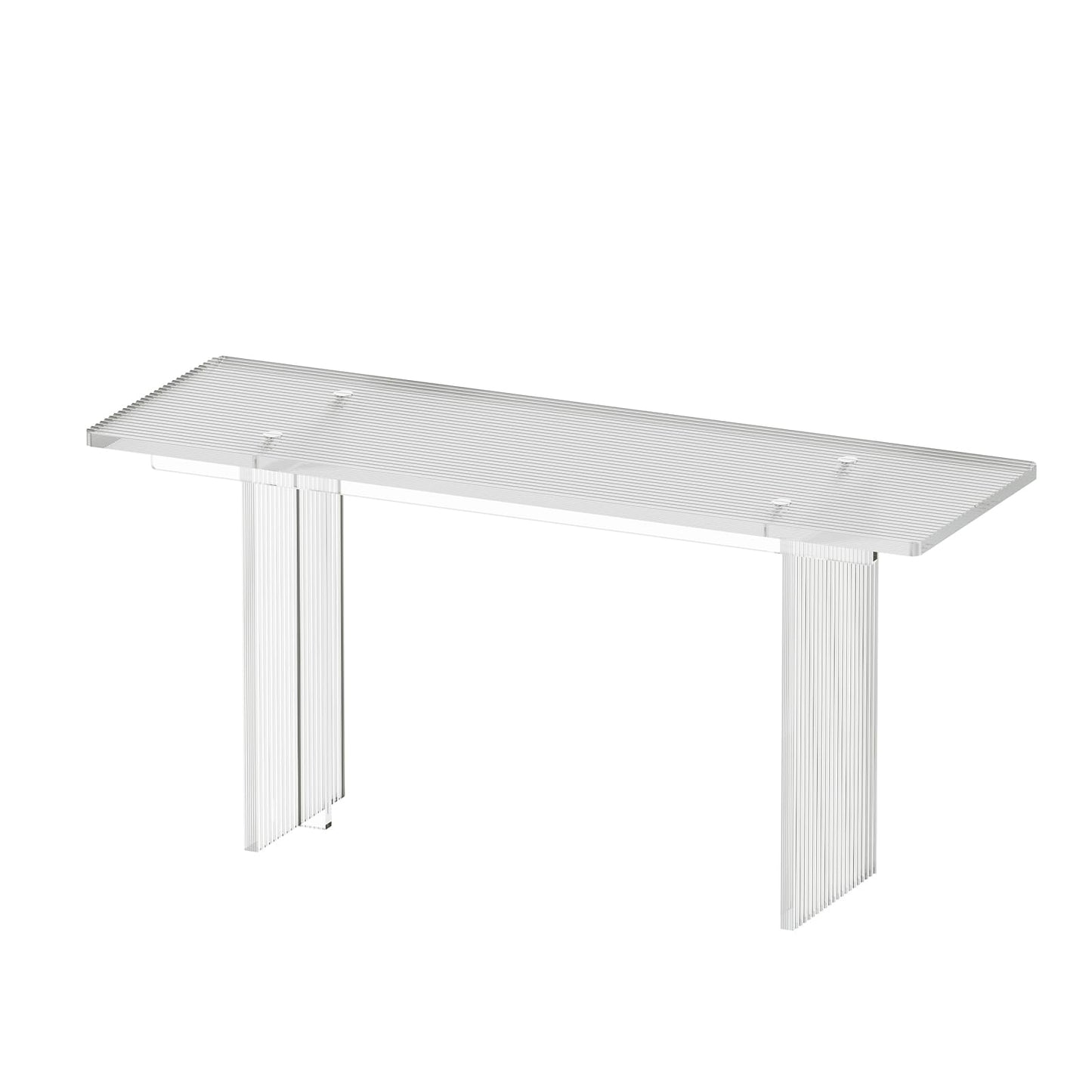 Sumerflos Fluted Textured Acrylic Bench - 35" Clear Entryway Bench for Bedroom, Hallway, Shoe Storage, Dining, Living Room, Hold Up to 350 LBS (Seat for 2 People), Modern T-Shape Legs, Easy Assembly